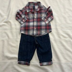 Baby Gap adorable little boys matching set soft jeans and top Sz 6-12m NWOT